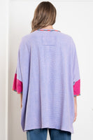 BlueVelvet OVERSIZED Mixed Color Block Patched Top in Purple-Multi