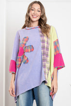 Load image into Gallery viewer, BlueVelvet OVERSIZED Mixed Color Block Patched Top in Purple-Multi
