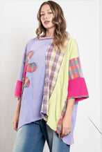 Load image into Gallery viewer, BlueVelvet OVERSIZED Mixed Color Block Patched Top in Purple-Multi
