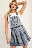 ee:some Snow Washed Lace Details Romper in Denim