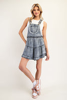 ee:some Snow Washed Lace Details Romper in Denim