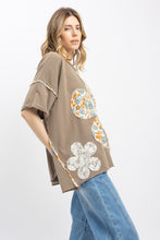 Load image into Gallery viewer, BlueVelvet Flower Patchwork OVERSIZED Top in Mushroom
