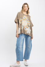 Load image into Gallery viewer, BlueVelvet Flower Patchwork OVERSIZED Top in Mushroom

