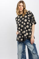 BlueVelvet Multi Size Star Patched Top in Black