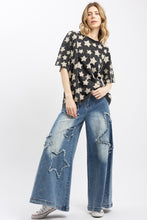 Load image into Gallery viewer, BlueVelvet Multi Size Star Patched Top in Black
