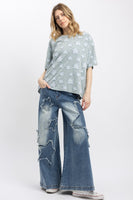 BlueVelvet Multi Size Star Patched Top in Denim