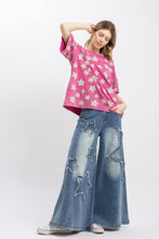 Load image into Gallery viewer, BlueVelvet Multi Size Star Patched Top in Hot Pink
