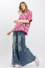 Load image into Gallery viewer, BlueVelvet Multi Size Star Patched Top in Hot Pink
