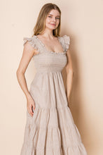 Load image into Gallery viewer, White Birch Contrasting Striped Midi Dress in Natural
