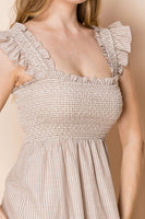 White Birch Contrasting Striped Midi Dress in Natural