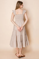 White Birch Contrasting Striped Midi Dress in Natural