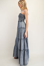 Load image into Gallery viewer, ee:some Mineral Washed Tiered Wide Leg Jumpsuit in Denim
