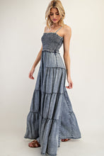 Load image into Gallery viewer, ee:some Mineral Washed Tiered Wide Leg Jumpsuit in Denim
