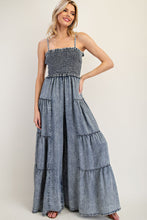 Load image into Gallery viewer, ee:some Mineral Washed Tiered Wide Leg Jumpsuit in Denim
