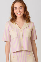 Mystree Striped Sweater Jacket in Lavender (TOP ONLY)