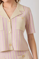 Mystree Striped Sweater Jacket in Lavender (TOP ONLY)
