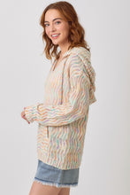 Load image into Gallery viewer, Mystree Multicolor Chevron Hoodie Sweater in Oatmeal Mix
