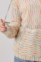 Mystree Multicolor Chevron Hoodie Sweater in Oatmeal Mix