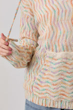 Load image into Gallery viewer, Mystree Multicolor Chevron Hoodie Sweater in Oatmeal Mix
