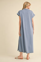 Jodifl Solid Color Knit Midi Dress in Denim Color