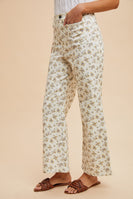 AnnieWear Ditsy Floral Print Wide Leg Jeans in Ivory