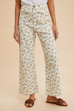 Load image into Gallery viewer, AnnieWear Ditsy Floral Print Wide Leg Jeans in Ivory
