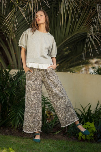 Jodifl Leopard Print Twill Pants in Animal