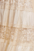 Listicle Floral Embroidered Lace Maxi Skirt in Cream