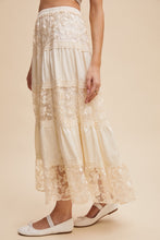 Load image into Gallery viewer, Listicle Floral Embroidered Lace Maxi Skirt in Cream

