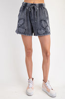 Easel Flower Patch Terry Knit Shorts in Ash