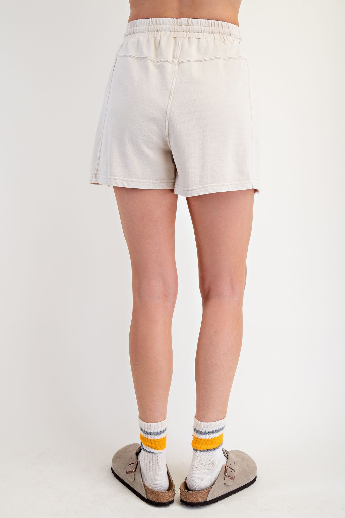 Easel Flower Patch Terry Knit Shorts in Khaki – June Adel