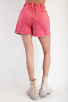 Easel Flower Patch Terry Knit Shorts in Boho Red