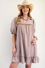 Load image into Gallery viewer, Easel Solid Color Washed Chambray Mini Dress in Dusty Rose

