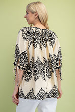 Load image into Gallery viewer, GiGio Loose Fit Printed Top with Ric Rac Trim Details in Black
