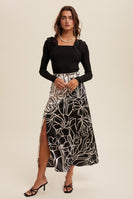 Listicle FITTED Ribbed Knit Top with Shoulder Ruffle Details in Black