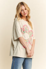 Load image into Gallery viewer, J.Her Mineral Washed Mixed Floral Flower Patch Top in Natural
