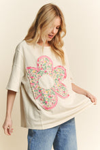Load image into Gallery viewer, J.Her Mineral Washed Mixed Floral Flower Patch Top in Natural
