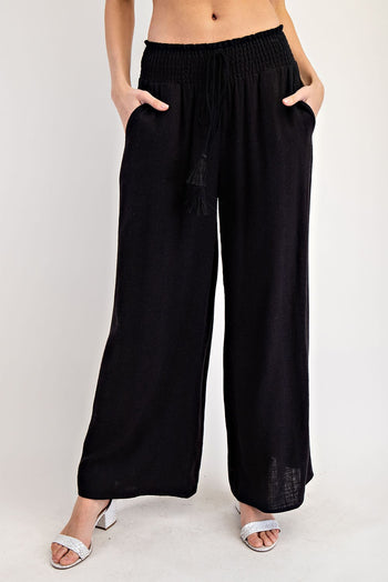 ee:some Linen Blend Pants in Black