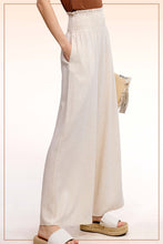 Load image into Gallery viewer, La Miel Linen Blend Smocked High Waist Pants in Natural
