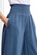 Load image into Gallery viewer, La Miel Linen Blend Smocked High Waist Pants in Denim
