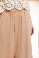 La Miel Linen Blend Smocked High Waist Pants in Khaki