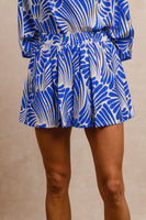 BiBi Two Toned Printed Woven Shorts in Royal