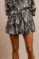 BiBi Two Toned Printed Woven Shorts in Black