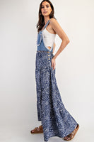 ee:some Contrasting Print Tiered Jumpsuit in Denim