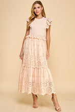 Load image into Gallery viewer, TCEC Eyelet Lace Maxi Dress in Beige
