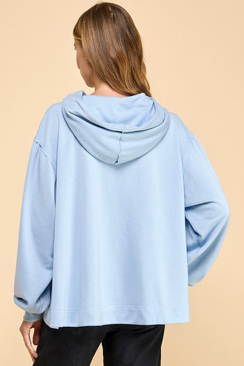 TCEC OVERSIZED Hooded 3D Patched Bow Top in Light Blue