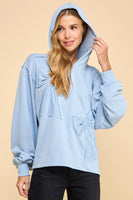 TCEC OVERSIZED Hooded 3D Patched Bow Top in Light Blue