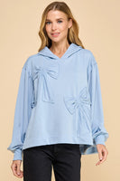 TCEC OVERSIZED Hooded 3D Patched Bow Top in Light Blue