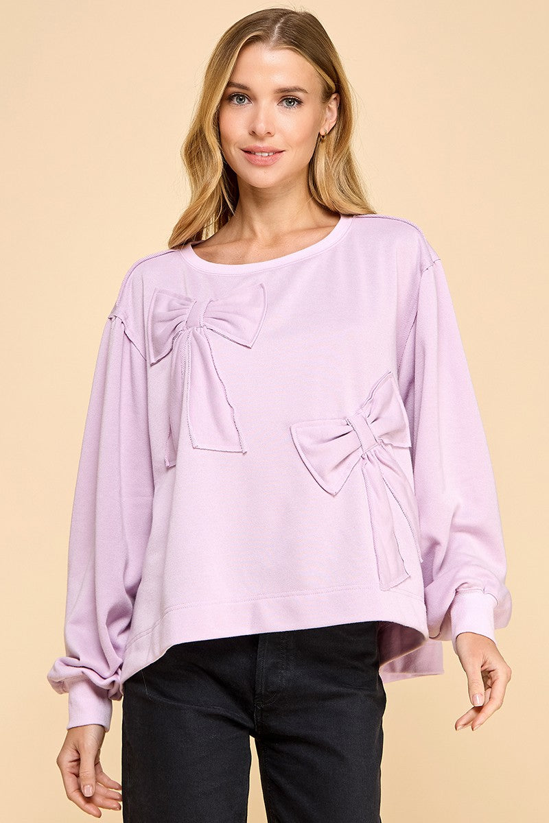 TCEC OVERSIZED 3D Patched Bow Top in Lavender – June Adel