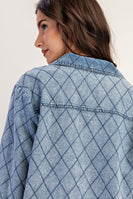 ee:some Quilted Diamond Stitched Jacket in Denim